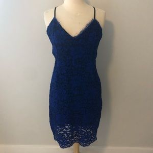 NBD Blue Lace Sleeveless Dress Size Large